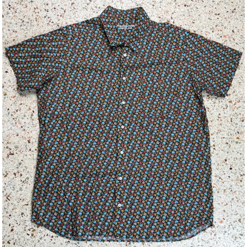 Holland & Sherry London 1836 Men's Floral Pattern Short Sleeve Shirt Size XL
